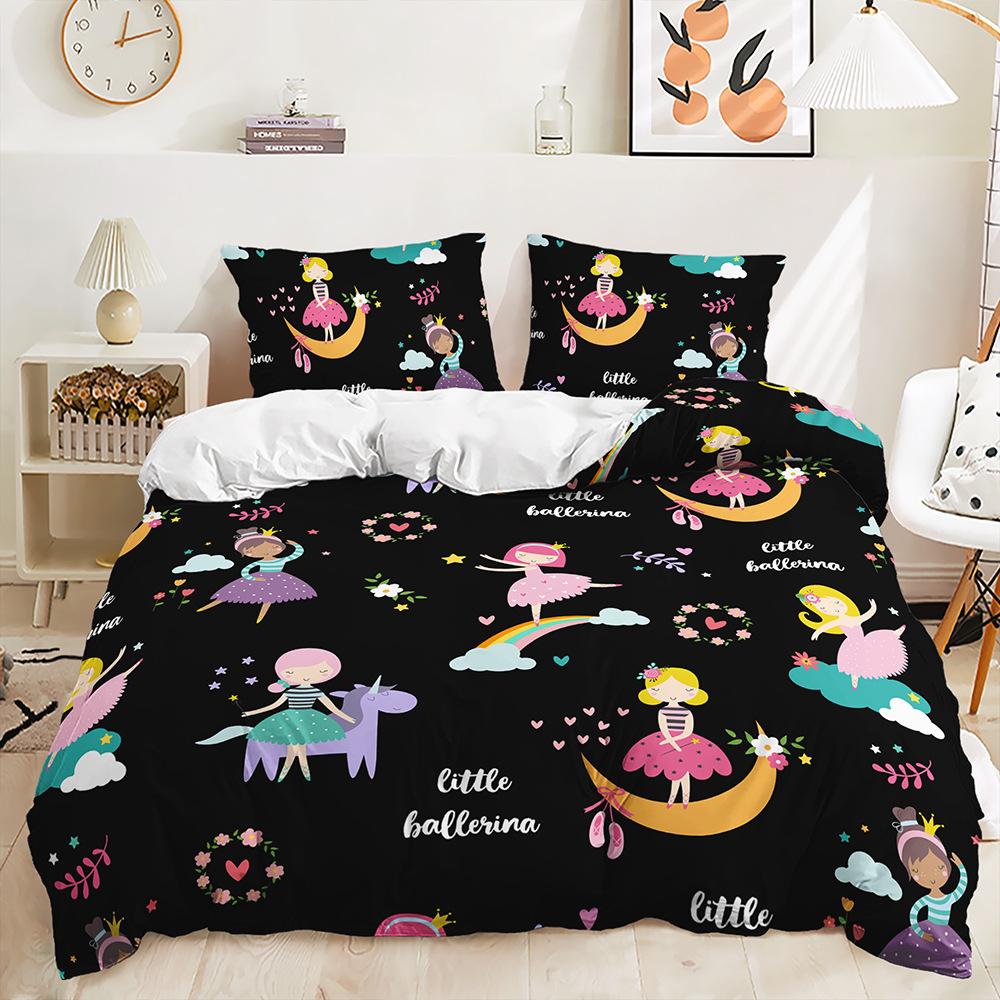 Набор стеганого одеяла и постельного белья из трех предметов с платьем принцессы балерины для детской комнаты