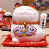 5inch Ceramic Beckoning Cat Waving Hand Lucky Cat Battery Powered Maneki Neko Best Gift Home Decoration Fortune Lucky Cat