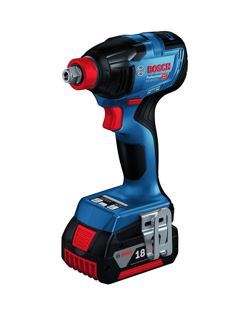 Bosch Professional 18V Cordless Impact Driver Belt Carrying Case (5.0Ahx2, Charger, Hook, Included) GDX18V-210C