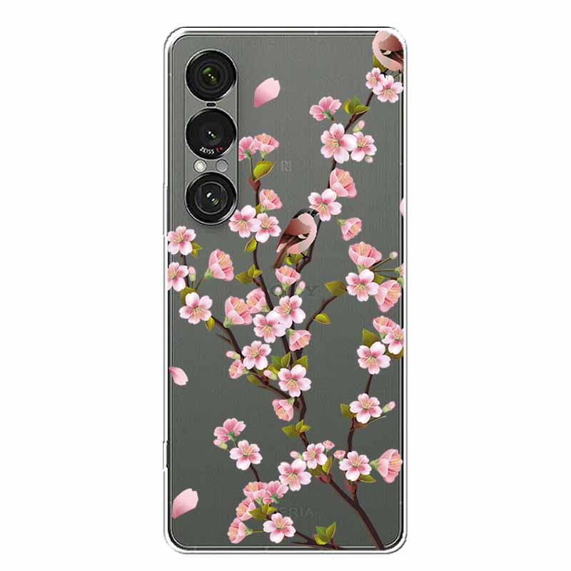 Прозрачный чехол с цветами для Sony Xperia 1 VII 5G, чехол-бампер из мягкого ТПУ-силикона для Sony Xperia1 VII, прозрачный чехол Sony1VII