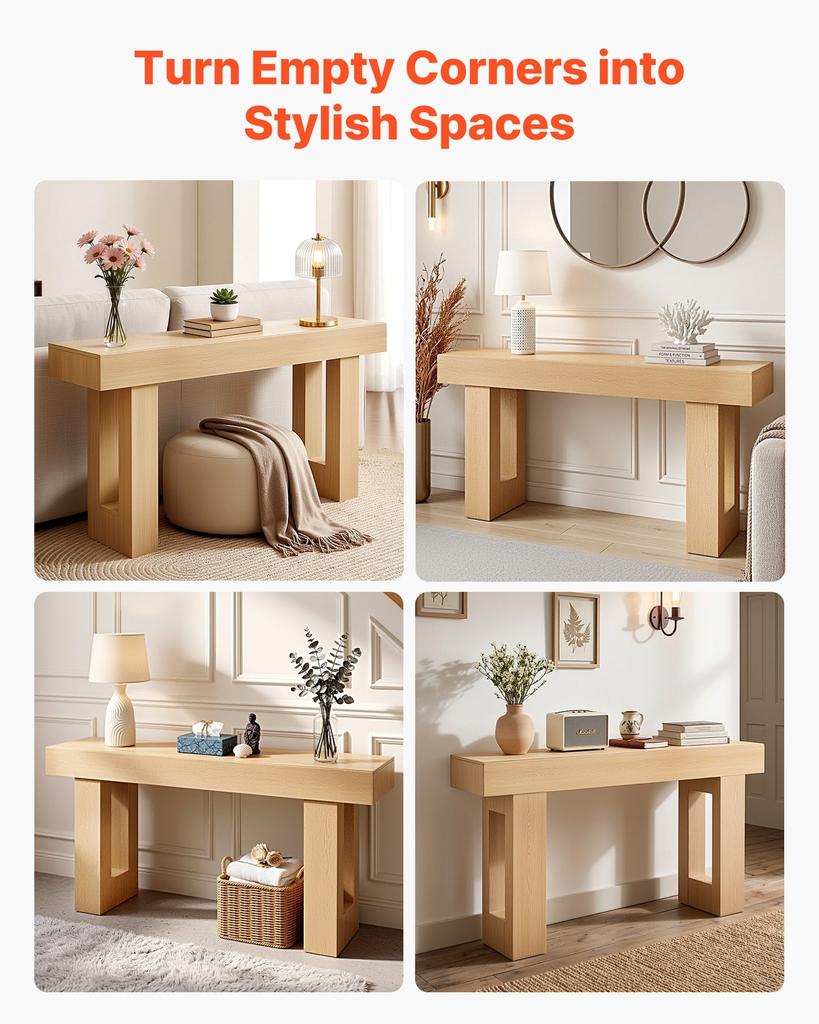 160 cm Console Table, Farmhouse Desk Behind the Couch, Wooden Rectangle Entrance Desk, Narrow Long Sofa Table Accent Stand for Hallway, Bedroom,