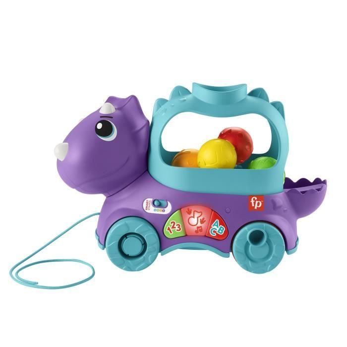 Fisher-price-lance-balles-tricératops à tirer et jouet musical hnr56