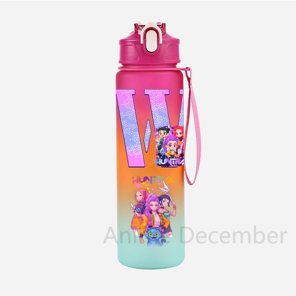Anime K-Pop Demon Hunters A-Z English Letter Printed Character Water Cup Demon Hunters Large Capacity Outdoor Portable Drinking Bottle for Boy Girl