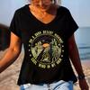 Футболки с 3D-принтом, большие размеры, черные футболки, женская мода, V-образный вырез, короткий рукав, футболка