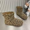 Winter Leopard Flats Suede Ankle Snow Women Boots Warm Plush Cotton Shoes 2024 Trend Cozy Goth Fad Chelsea Non Slip Botas Mujer