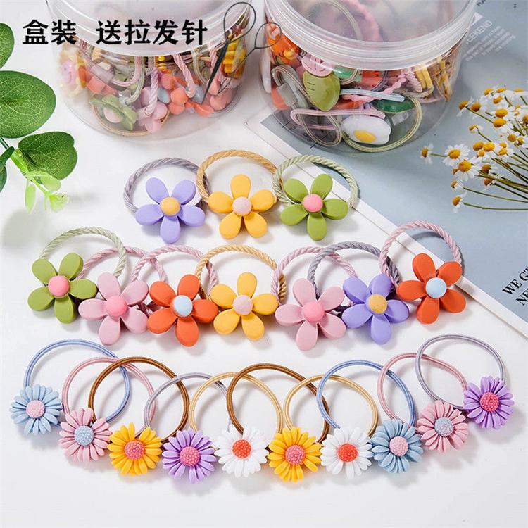 20Pcs Per Can Pineapple Fruit Cute Candy Colors Cartoon Elastic Hair Band for Kids