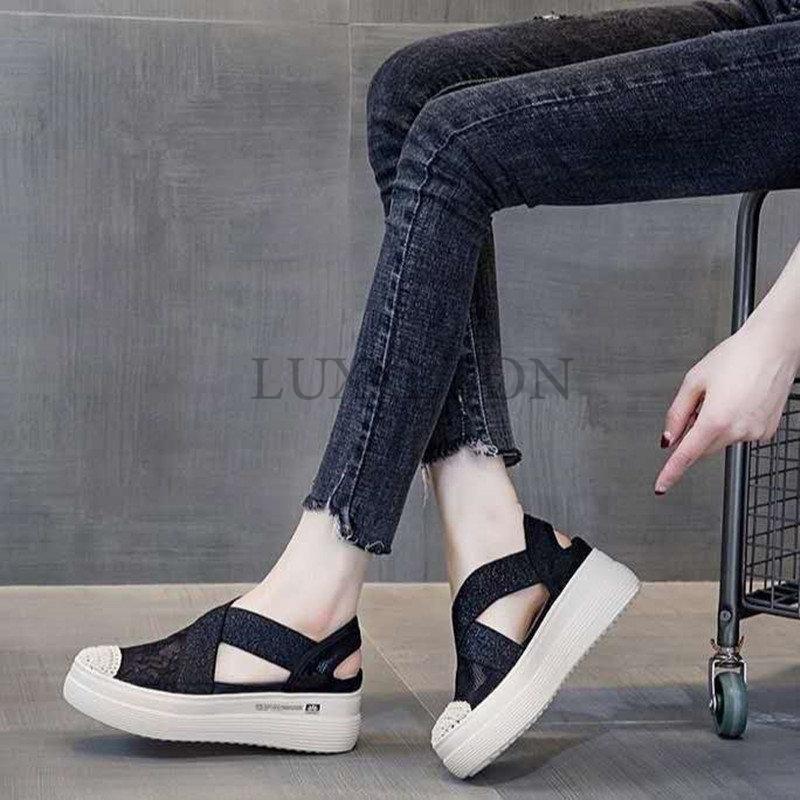 Женские сандалии на танкетке, женские осенние модные модные повседневные сандалии на толстой подошве, обувь