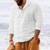 Мужские рубашки с капюшоном, однотонные топы с длинными рукавами, повседневные пуговицы, хлопок и лен, винтажные летние пляжные рубашки