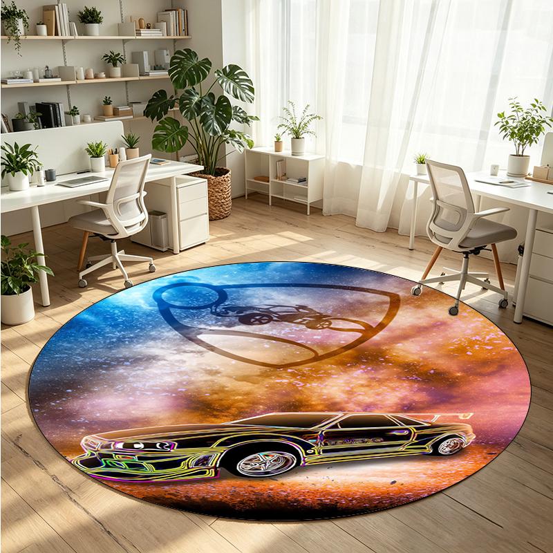 Rocket League Printed Round Crystal Velvet Rug Soft Non Slip Floor Carpet For Bedroom Holiday Gift