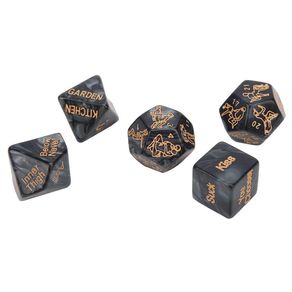5pcs Valentine"s Day Couple Dice Lovers Bachelor Party Multiple Pose Sexual Dice Toy Black