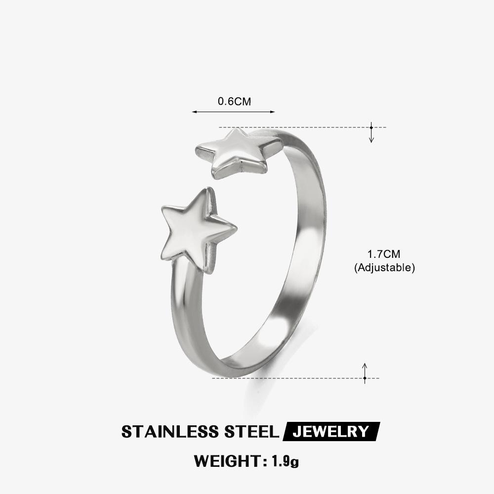 Stainless Steel Cute Five Point Star Open Ring For Women Fashion Popular Ring Party Jewelry Acceessory Gift
