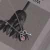 Love Lock Necklace Women's Light Luxury Niche Design Sense Pink Zircon Heart Clavicle Chain