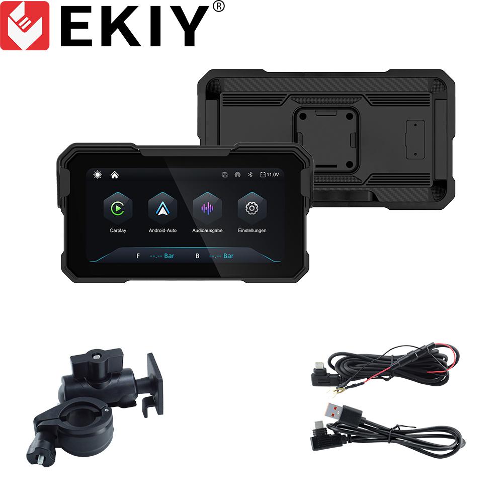 EKIY 6.25 inch Wireless CarPlay Moto Android Auto Portable Digital Motorcycle Dashboard GPS Navigation Removable Display Screen