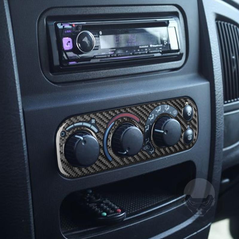 For Dodge Ram 2002 2003 2004 2005 Center Dashboard AC Control Panel Cover Real Carbon Fiber Sticker Car Interior Accessories