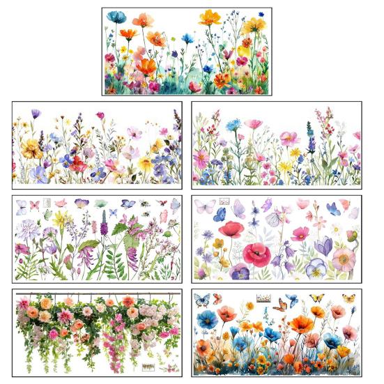 Красочные цветочные статические наклейки двухсторонние водонепроницаемые цветы наклейки весенние окна цепляются за