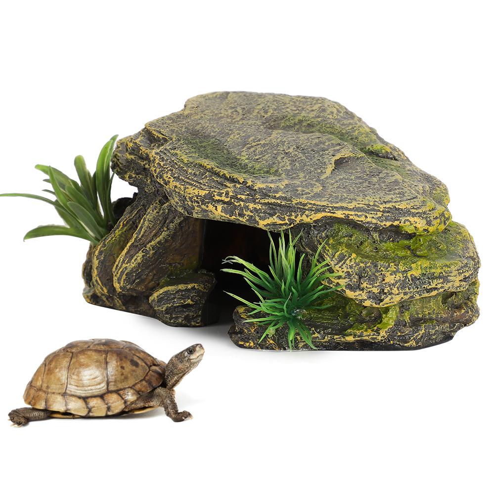 Turtle Reptile Habitat Hiding Caves Aquarium Fish Tank Amphibious Vivid Safe Shelters