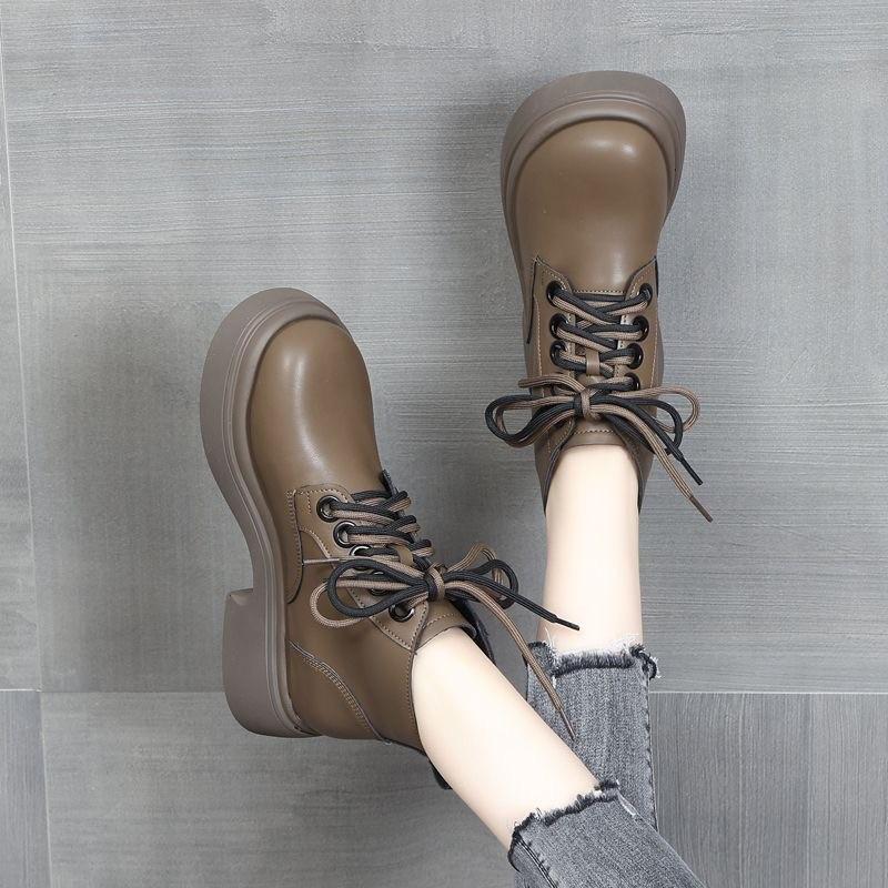 Martin Boots Autumn Thick-soled Small Leather Boots High-end Lightweight Lace-up Retro Heightening Soft-soled Fashion Boots