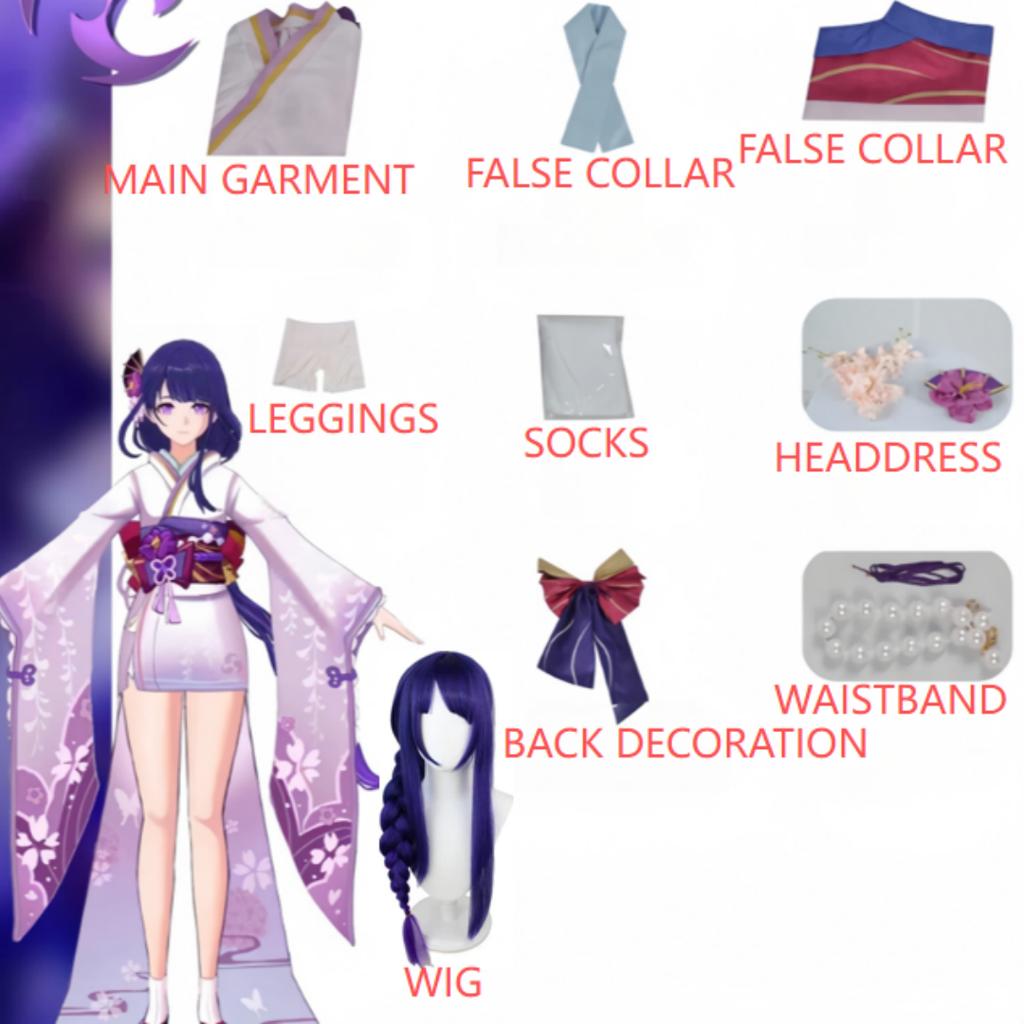 Genshin Impact Кос Костюм Бог Грома Баржен Громовой Генерал Теневой Воин Косплей Игра Анимация Кимоно Женский Тень КОС