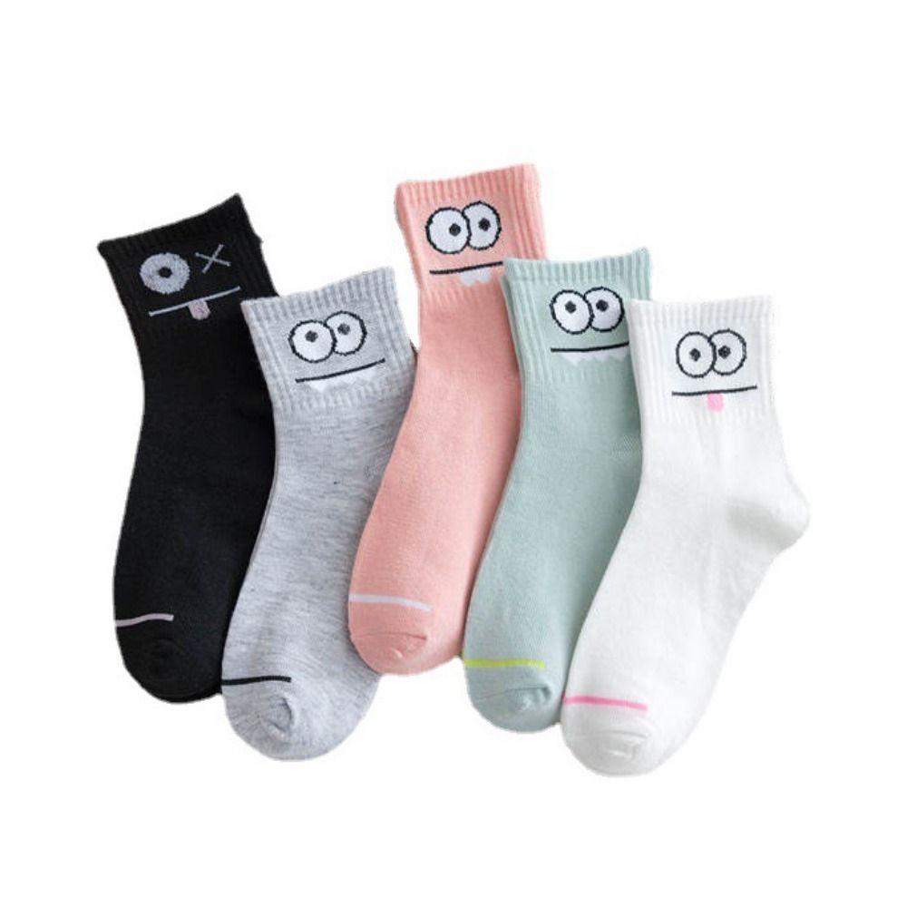 5 пар носков с граффити-артом, носки до середины голени, носки до щиколотки, носки с рисунком средней длины, женские