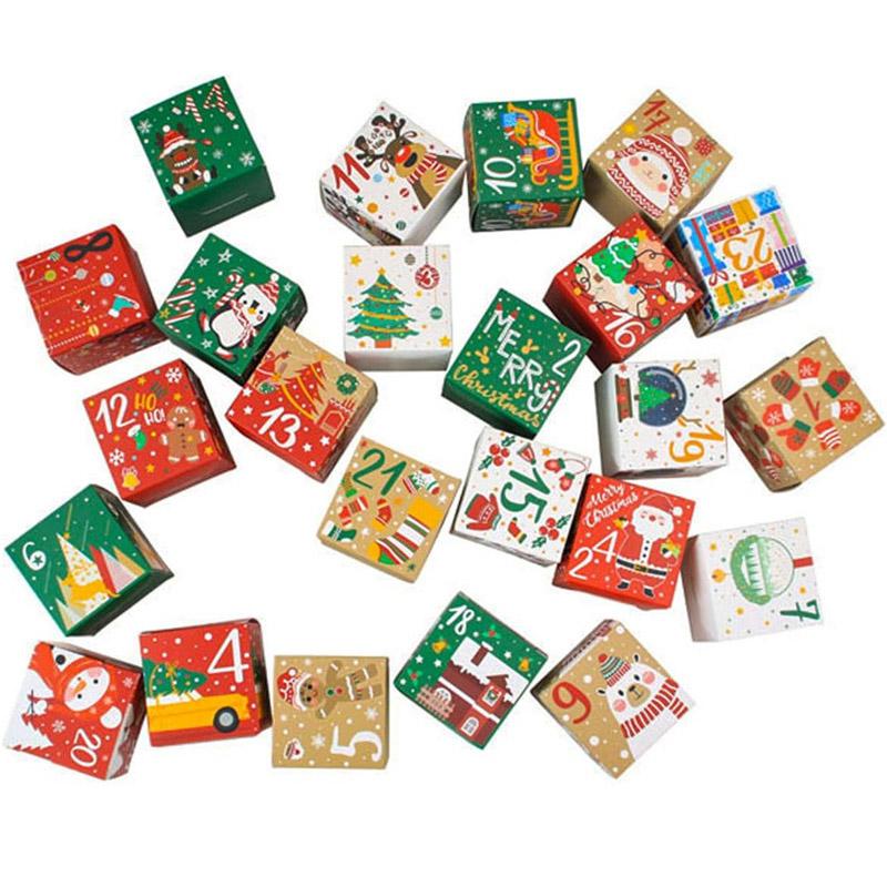 24 Pcs DIY Christmas Advent Calendar Boxes 24 Days Advent Countdown Gift Boxes Christmas Cardboard Number Boxes