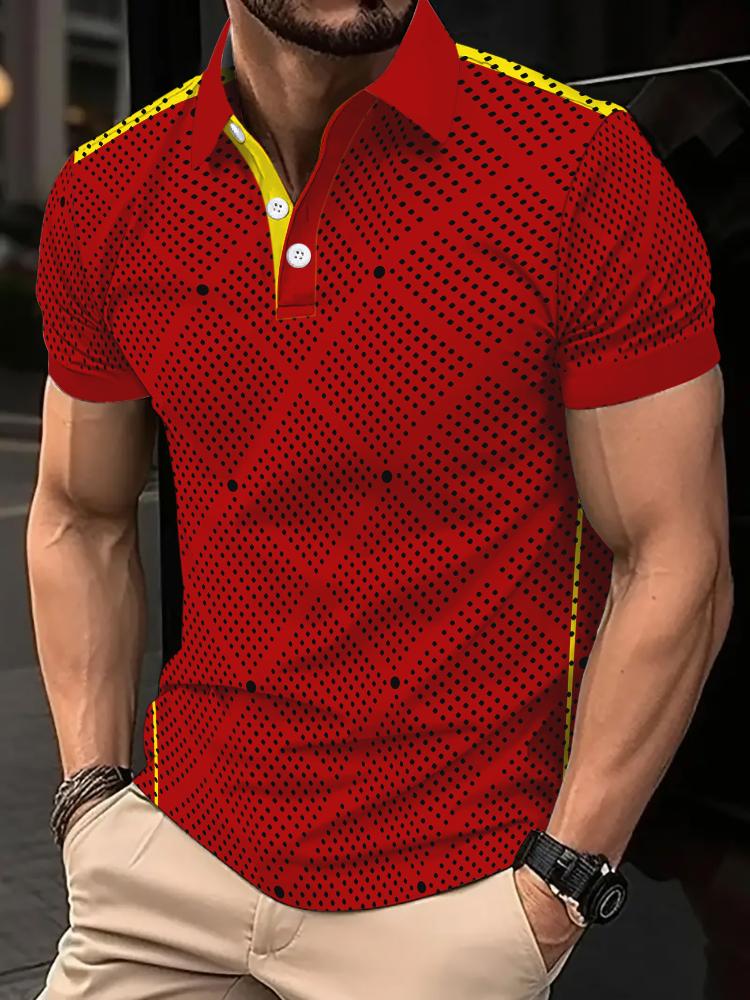 Мужская модная спортивная рубашка-поло в стиле пэчворк