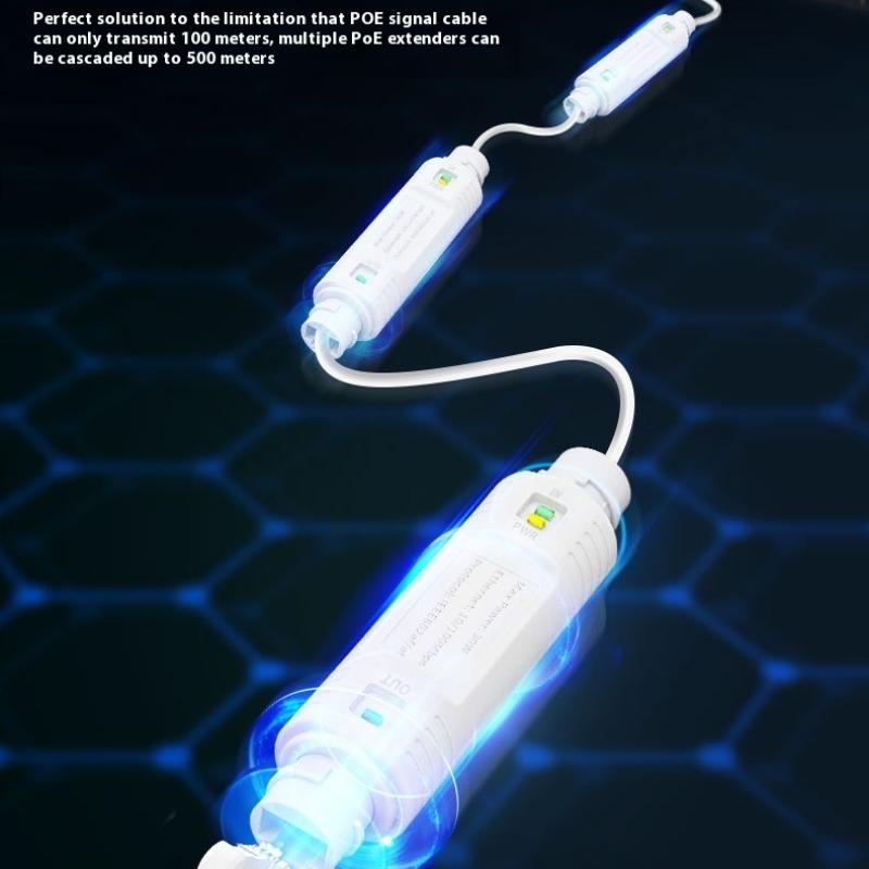 1 шт. Водонепроницаемый удлинитель PoE, адаптер-инжектор PoE, удлинитель/репитер Ieee802.3At/Af, Plug&Play для PoE-коммутатора, NVR, IP-камеры