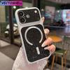 Роскошный Магнитный Чехол с Блестками и Алмазной Текстурой для iPhone 17 16 15 14 Plus 13 12 11 Pro Max для Magsafe Защитная Крышка Камеры