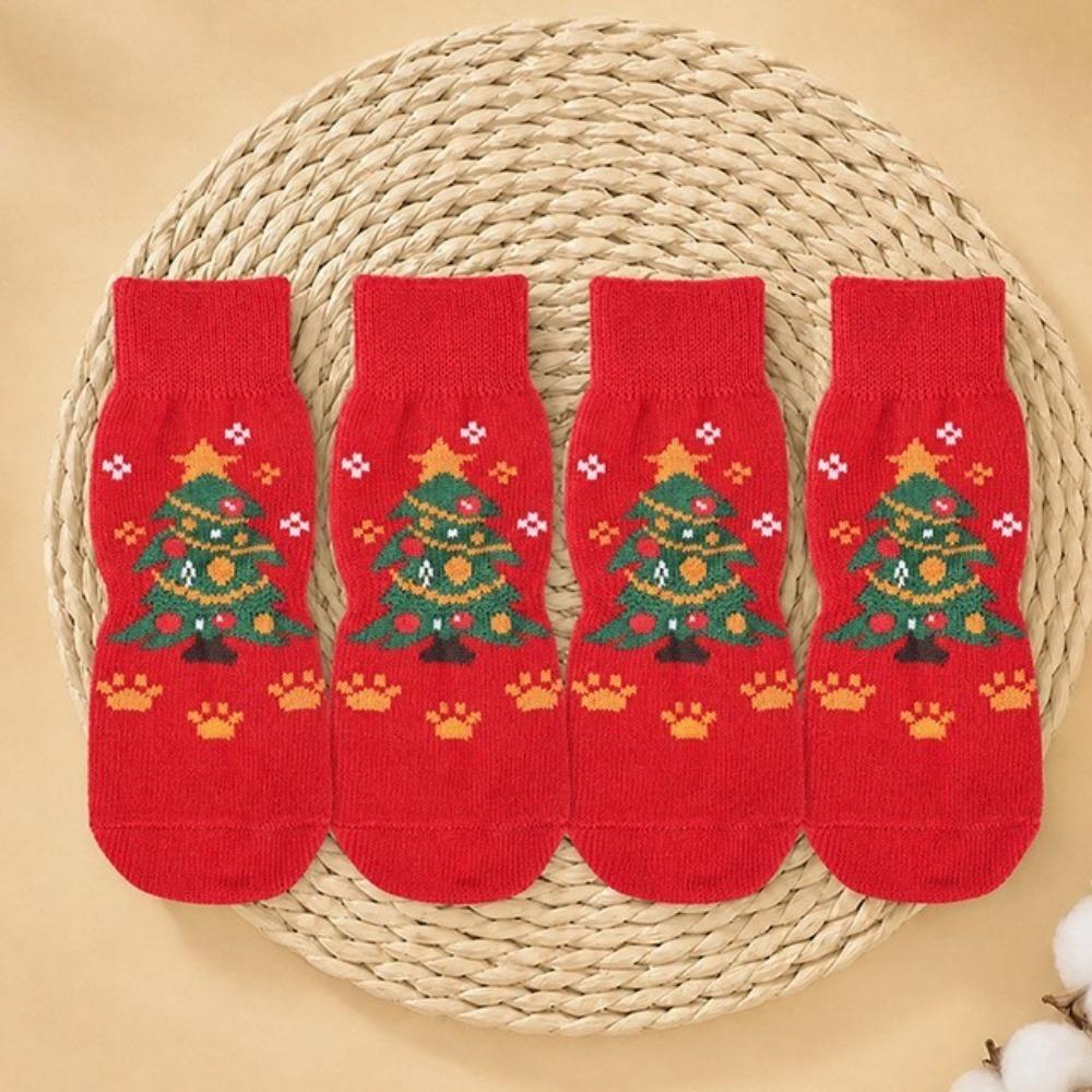 Warm Non Slip Dog Socks Breathable Paws Protectors Pet Boots Christmas Dog Socks  Indoor Socks