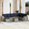 VidaXL Garden Lounge Set 9 Pcs with Grey Cushions Wicker 3325890