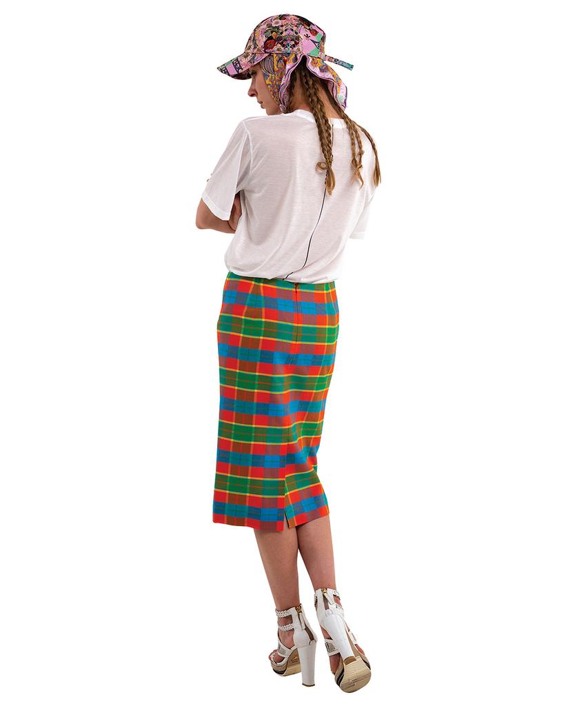 Greedius Green-Orange Plaid Skirt