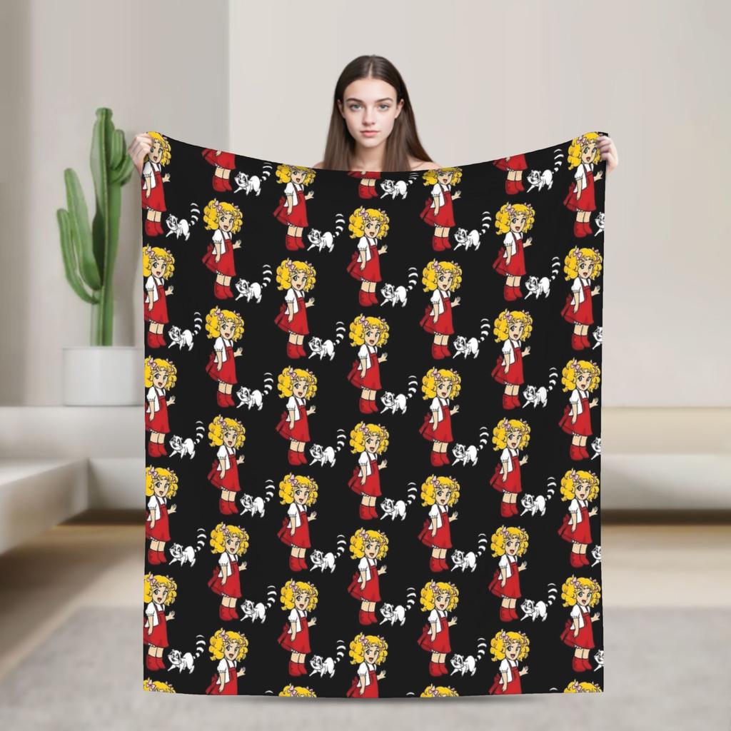 Candy Candy And Terry Anime Blanket Warm Soft Funny Plush Bedding Throws For Couch Bed Travel Flannel Bedspread Bed Cover