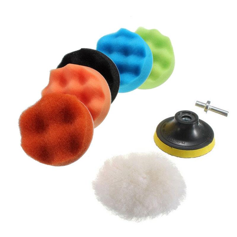 8/11 шт. 3-дюймовый полировальный диск для автомобиля Самоклеящаяся полировальная восковая губка Шерстяной круг Полировальная подушечка Для автомобильной полировальной машины Адаптер для дрели