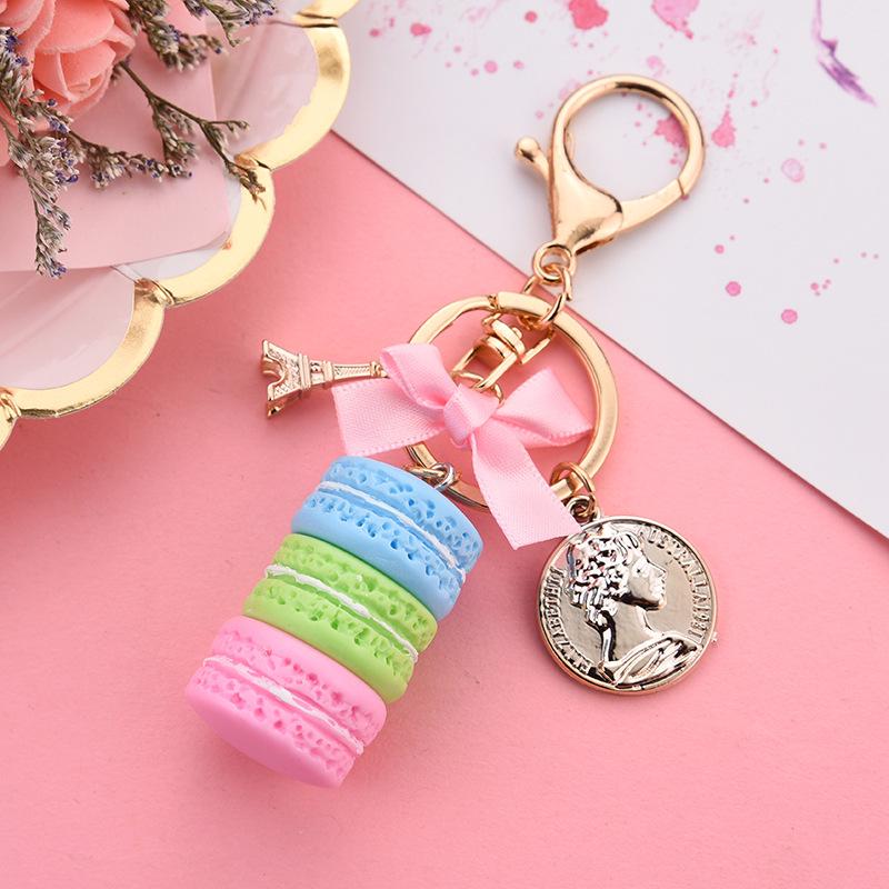 Personalized Butterfly Macaron Cake Keychain with Gold Tag and Book Packaging
