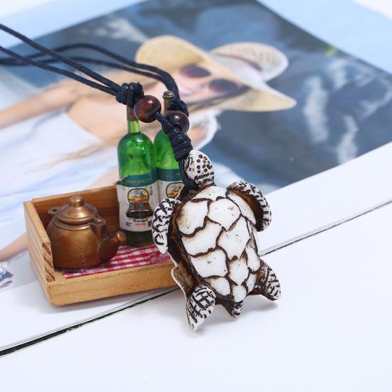 Винтажный мужской кулон в виде черепахи из смолы, регулируемая веревочная цепочка, ожерелье, ювелирный подарок