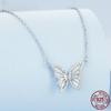 Ожерелье с подвеской в ​​виде бабочки из стерлингового серебра 925 пробы для женщин, подарок на день рождения, Рождество, ювелирные украшения с паве