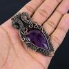 Gorgeous Amethyst Gemstone Pure Copper Wire Wrapped Handmade Pendant Jewelry