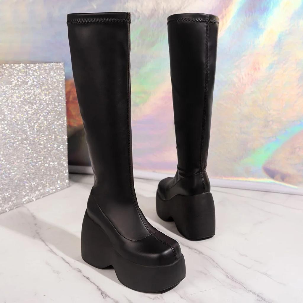 Fashion Shoes for Women 2024 New Platform Women's Boots Knee High Fashion Punk Boots High Heel Trendy Party  Women Shoes