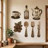 7Pcs Vintage Floral Coffee Element Wall Plaques Rustic Distressed Dining Room Wall Decor Set  Bar