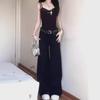 Женские джинсы High-End American Retro Black Wide-Leg - Заниженная талия, облегающий крой, драпировка, свободные, повседневные летние брюки