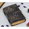 Кожаный блокнот ручной работы «Двойной дракон» с синим камнем | Тисненый винтажный скетчбук | Кожаный блокнот «Двойной дракон» | Журнал-гримуар