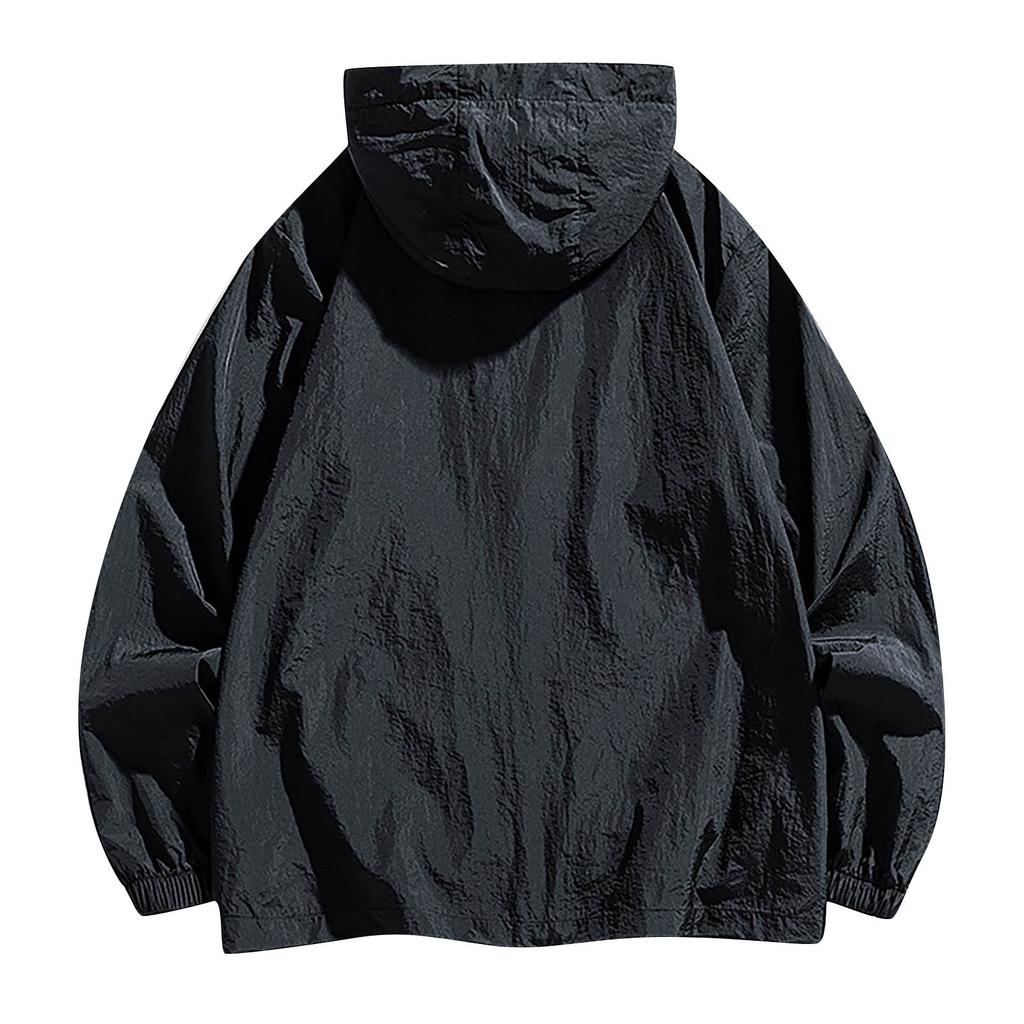 Летняя унисекс модная однотонная тонкая куртка на молнии с капюшоном и солнцезащитным козырьком