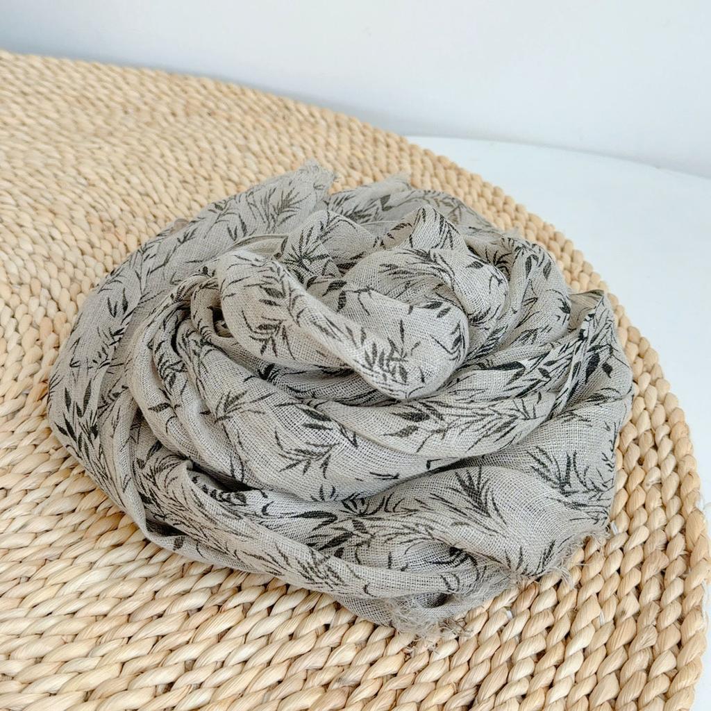 High-end Vintage 100% Linen Scaves Japanese Style Air Conditional Shawls Breathable Weaved Pashmina Wraps for Women