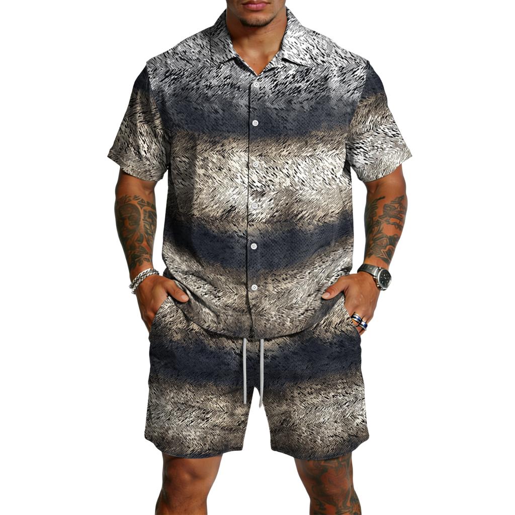 Men's Casual Lightweight Breathable Short-Sleeve Shirt And Shorts Set