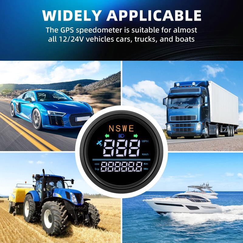 85mm Digital GPS Speedometer For Car Truck Boat Motorcycle Speed Gauge with GPS Antenna Odometer Trip KMH MPH Compass Gauge