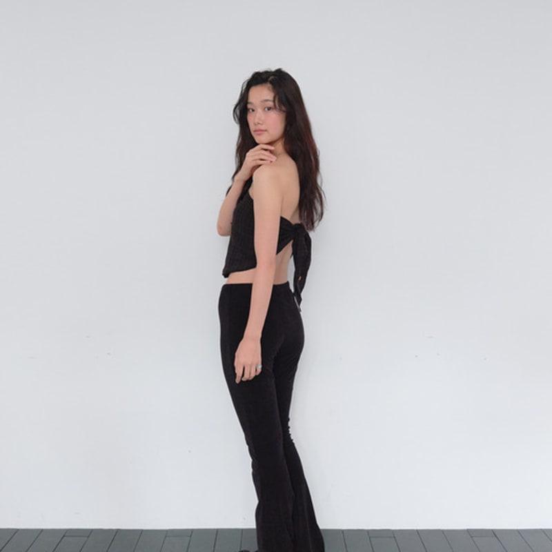 Брюки-клеш с бандажной отделкой и модульная шаль muwm (черный)