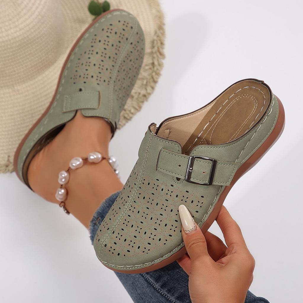 Тапочки большого размера женские летние новые баотоу металлические полые женские туфли размер 43