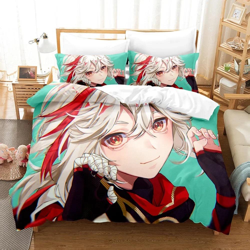 Комплект постельного белья с рисунком из мультфильма Genshin Impact Game Kids 3D пододеяльник комплект постельного белья для детей мальчик декор постельное белье