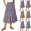 Womens Maxi Skirt Drawstring High Waisted Summer Long Skirts Lightweight Tiered Flowy Floral Pleated Skirts