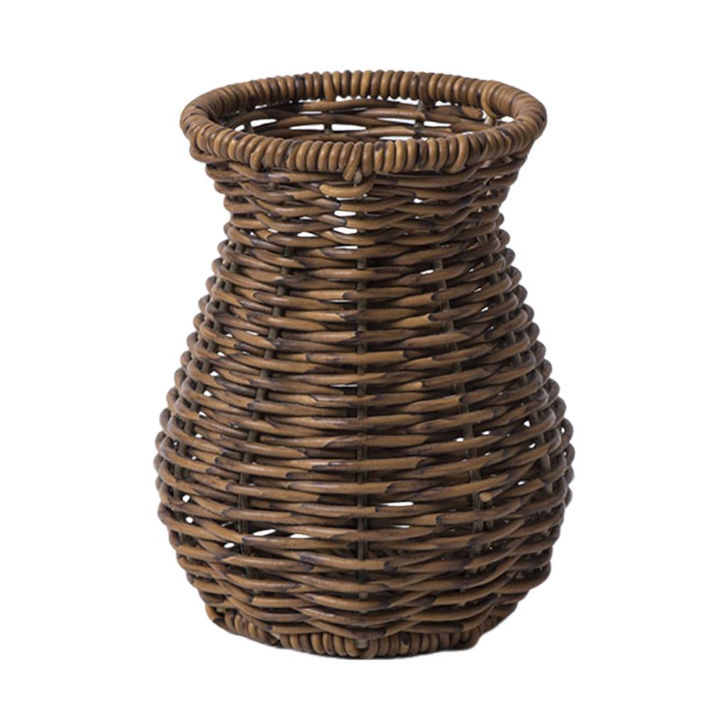Handwoven Dried Flower Holder Rattan Effect Chic Flower Pot for Pampas Grass & Artificial Flowers