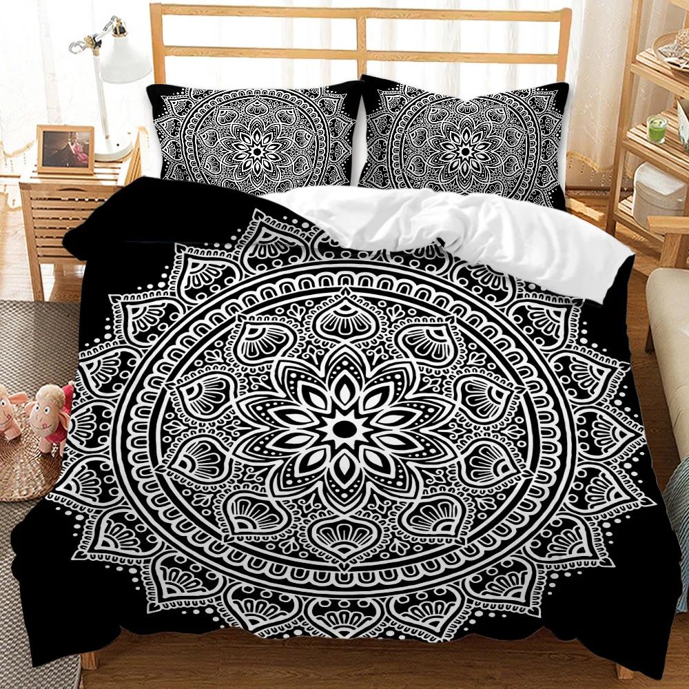 Комплект пододеяльников Mandala Elephant Boho Chic Hippie Twin Постельное белье Mandala Polyester Одеяло для взрослых Double Queen King Size